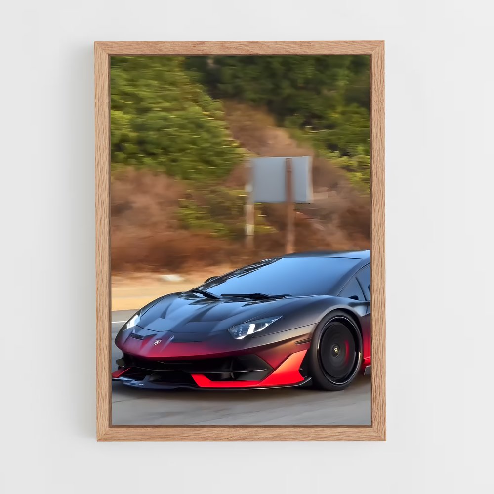 Poster Aventador Noir et Rouge – affiche Lamborghini (vue 4)